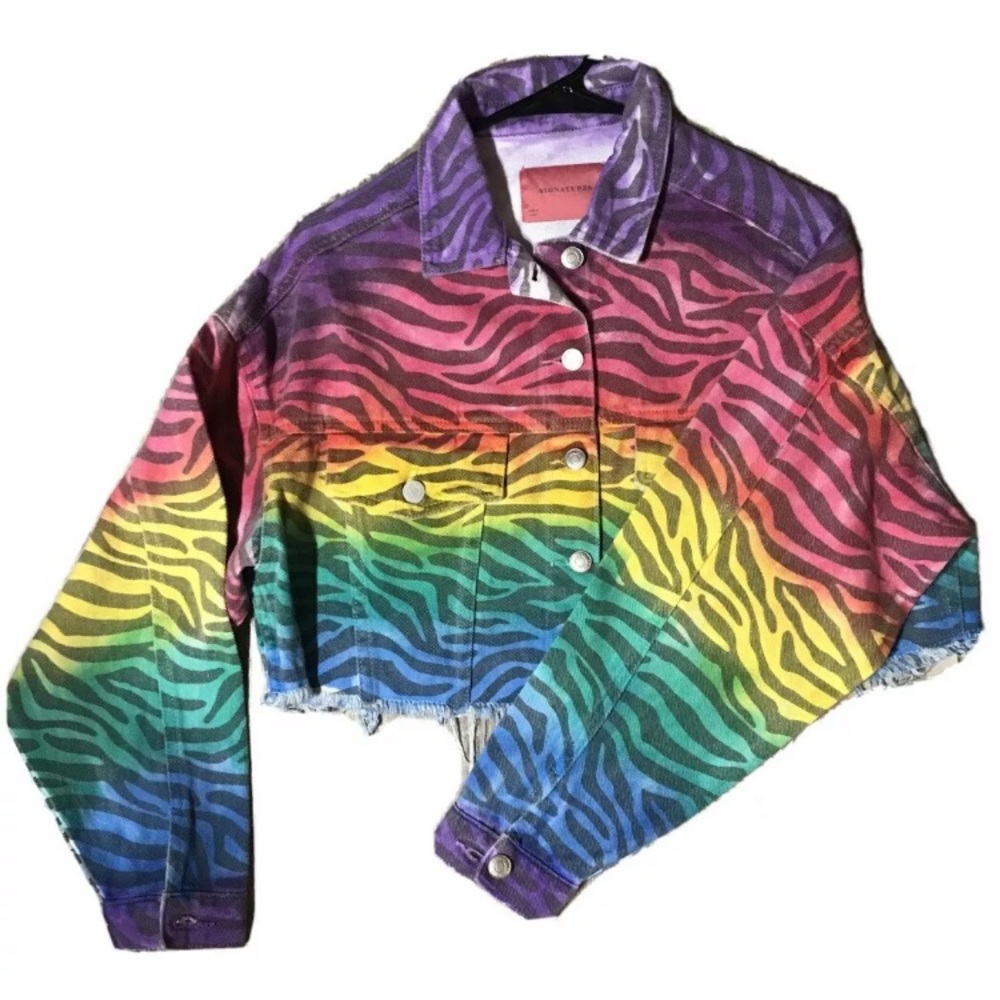 Vtg Signature Jacket Animal Print Sz S Multicolor